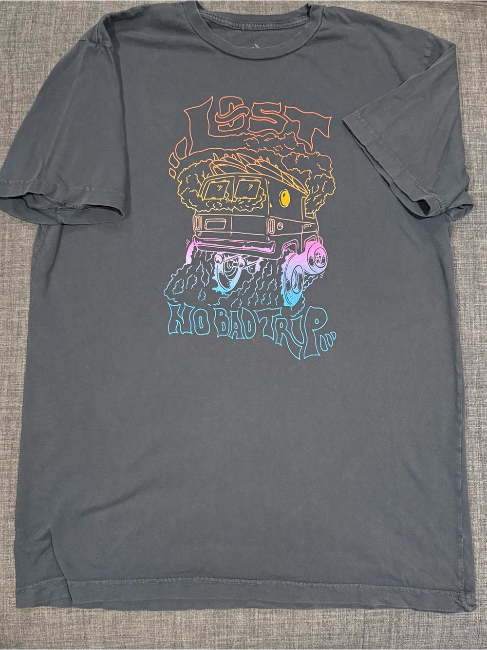Lost Men's Short Sleeve Tee - Charcoal with Multicolor Graphic